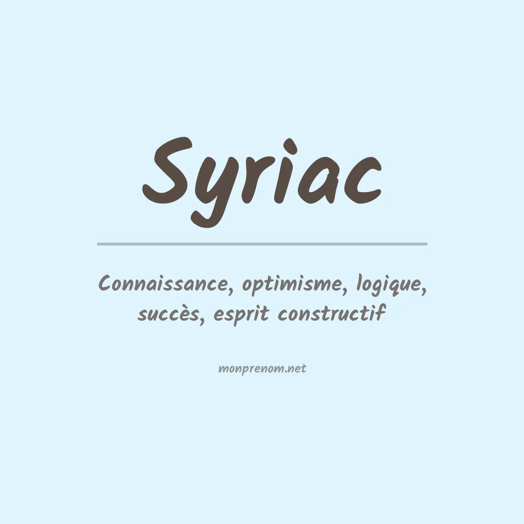 Signification du prénom Syriac