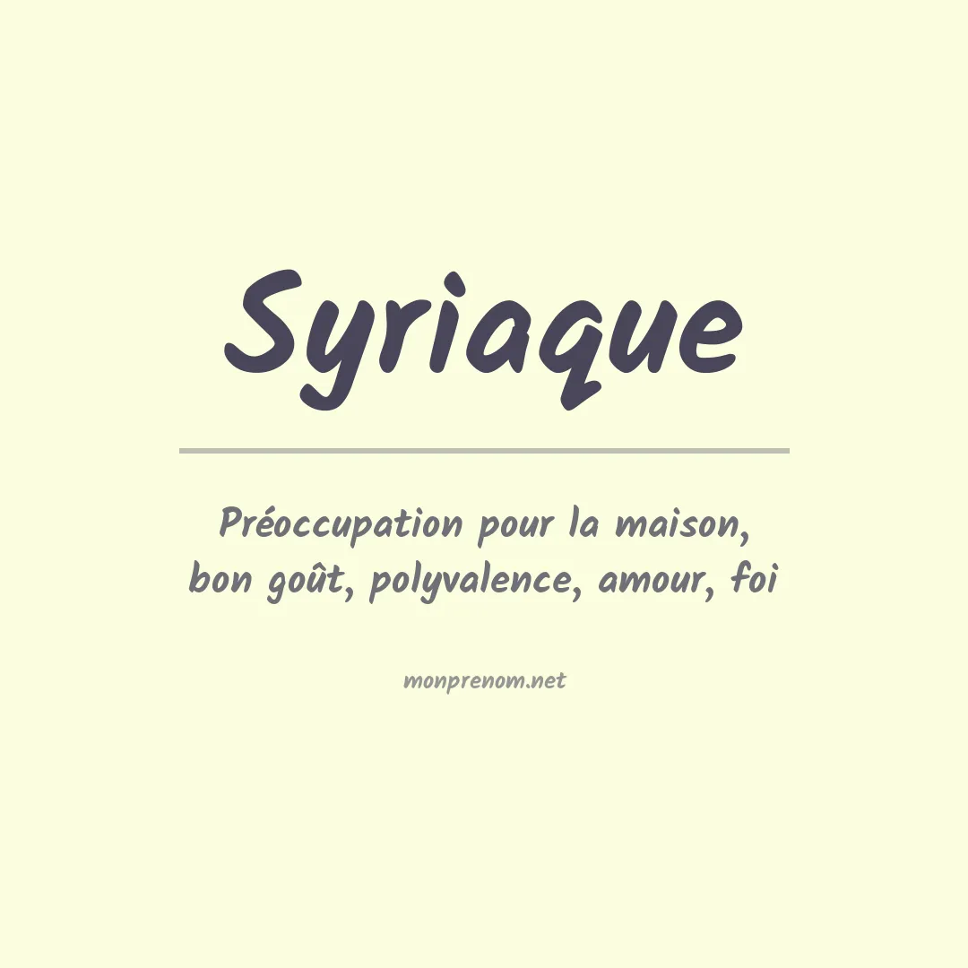 Signification du prénom Syriaque