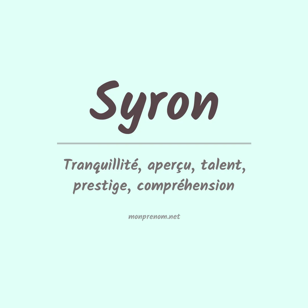 Signification du prénom Syron