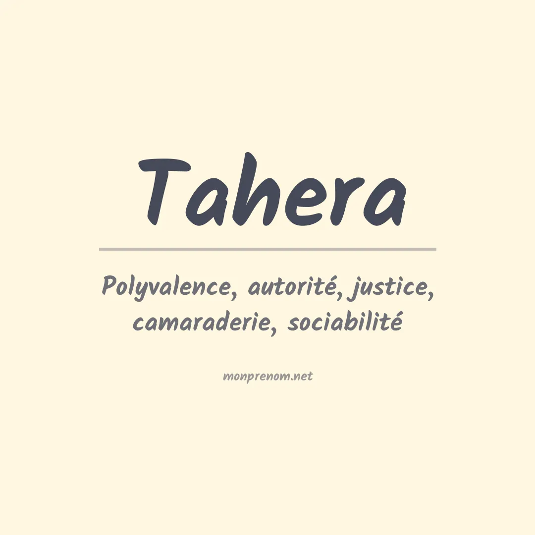 Signification du prénom Tahera