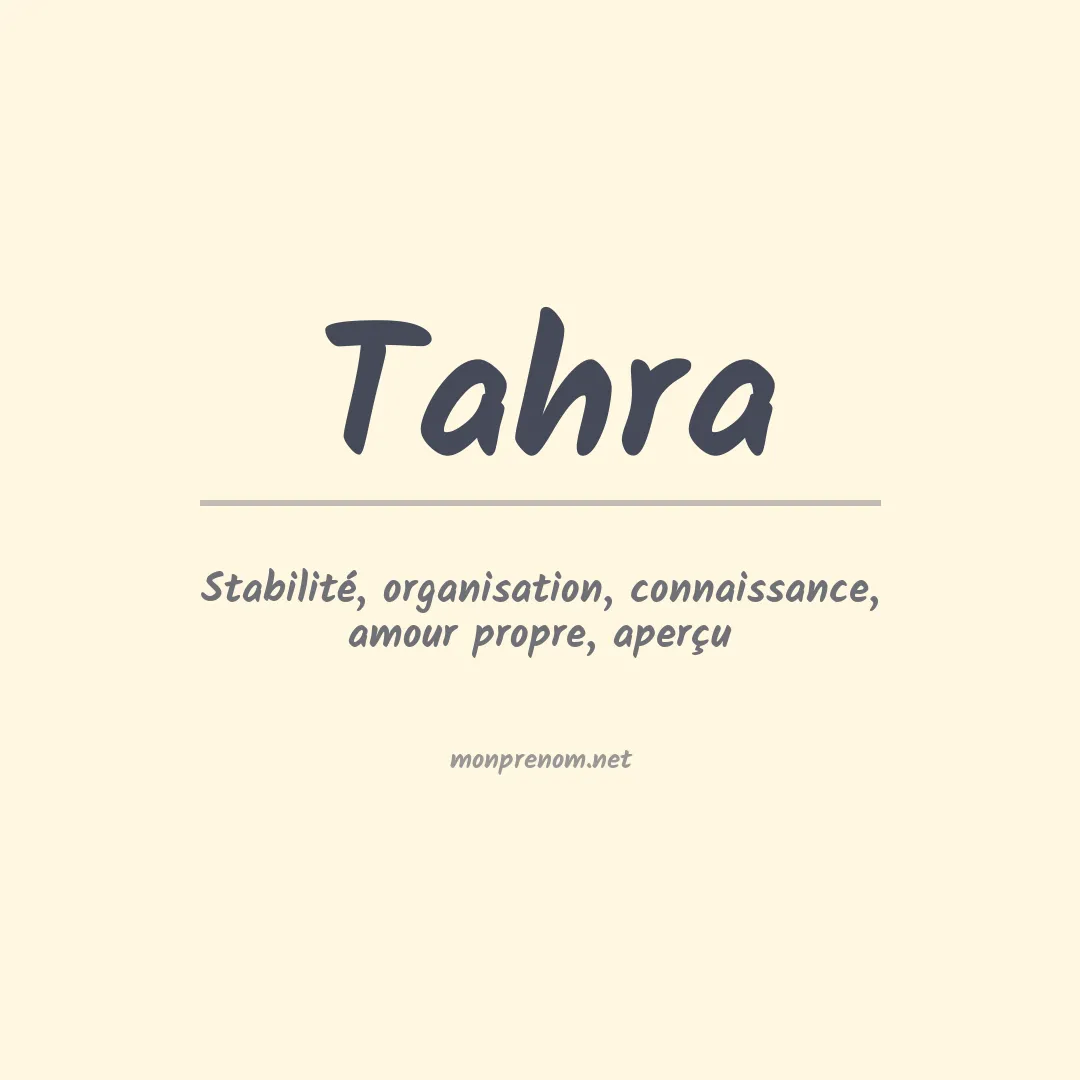 Signification du prénom Tahra