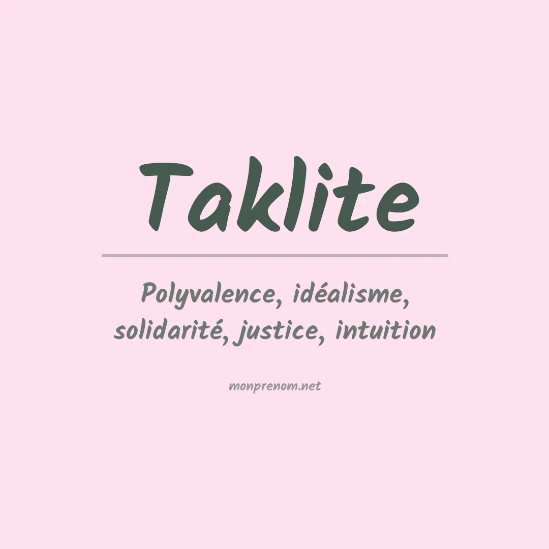 Signification du prénom Taklite
