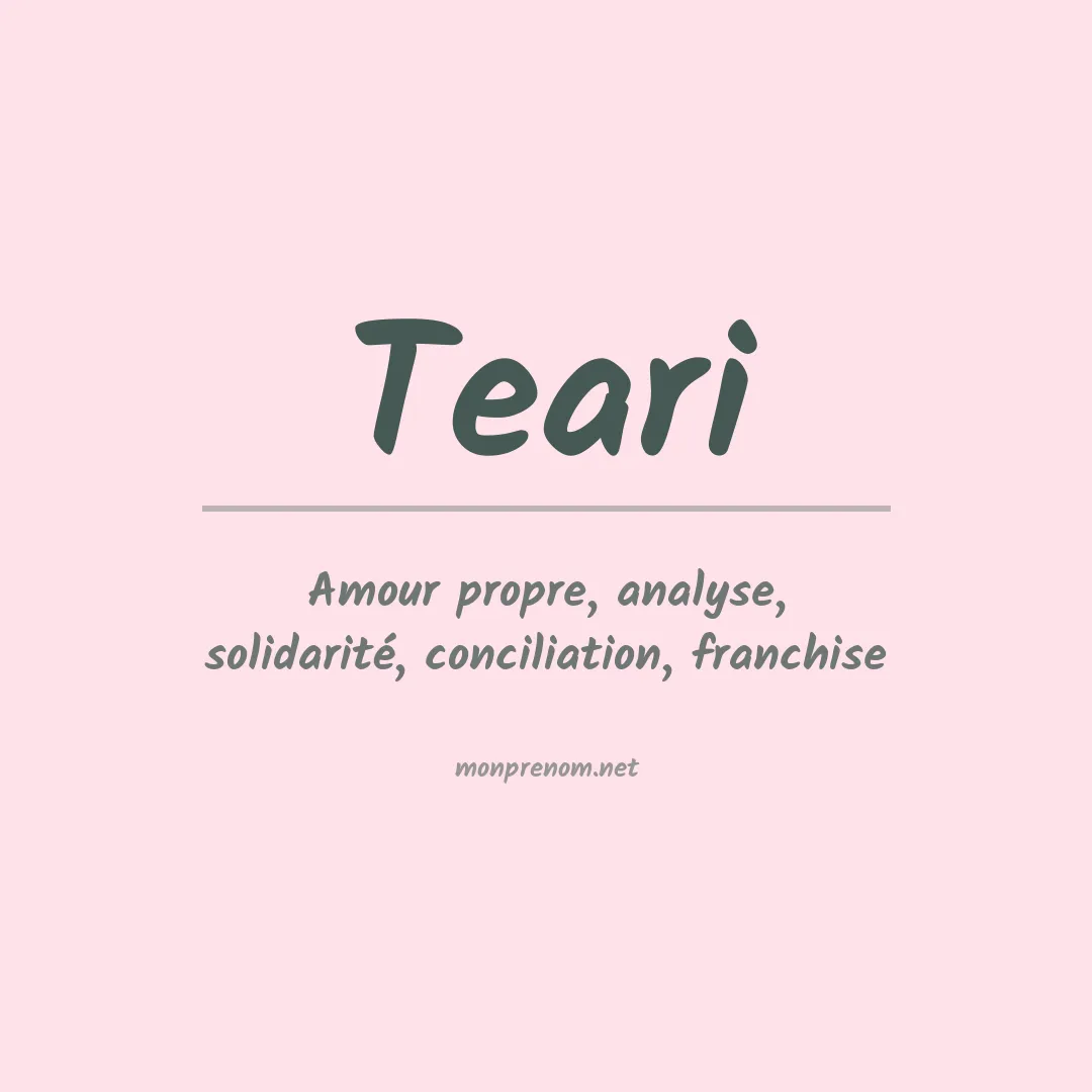 Signification du prénom Teari