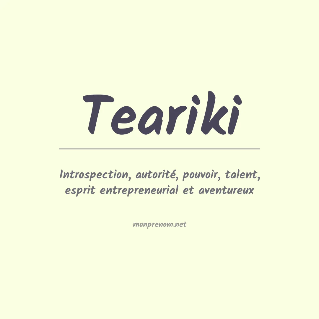 Signification du prénom Teariki