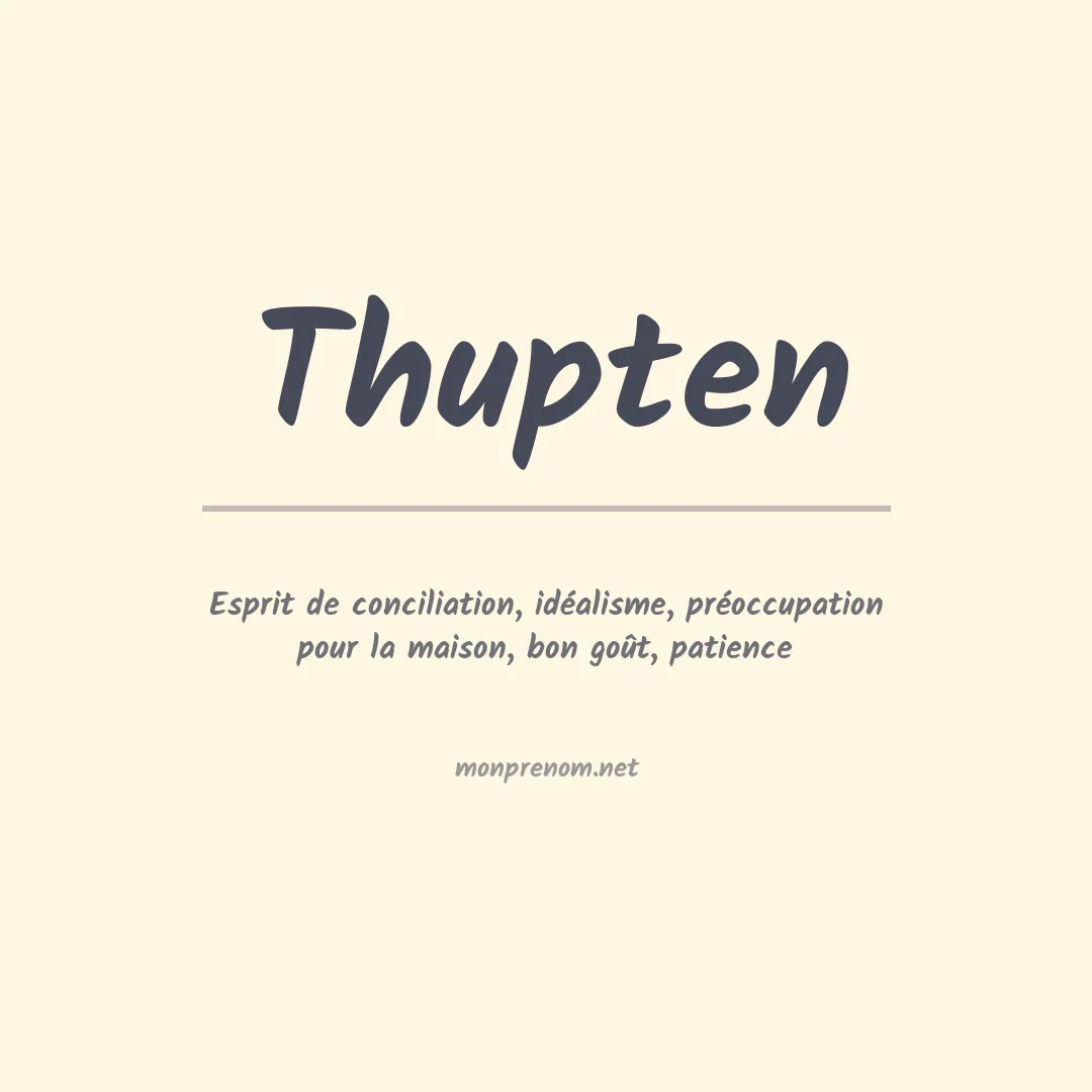 Signification du prénom Thupten