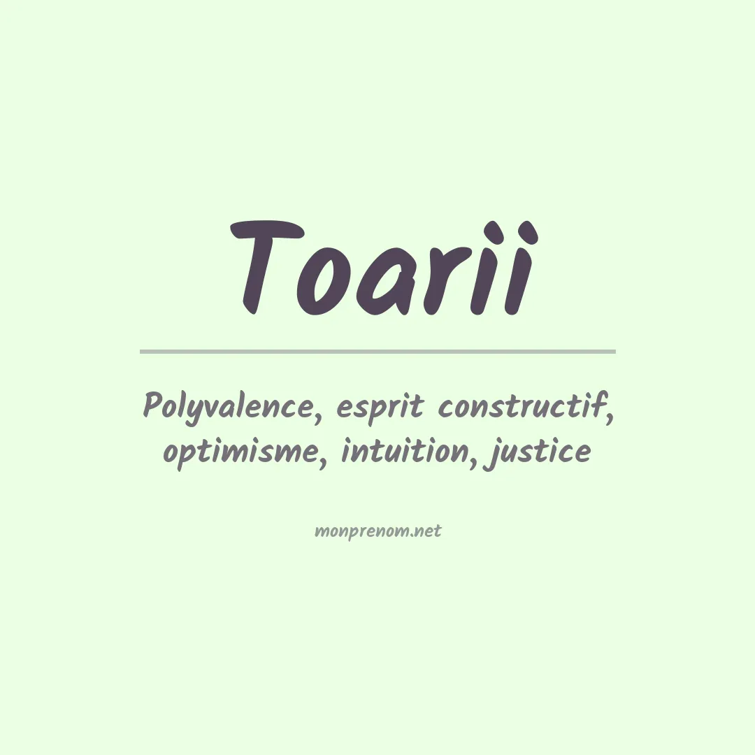 Signification du prénom Toarii