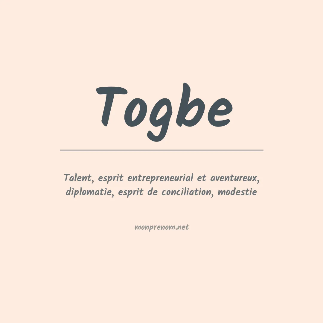 Signification du prénom Togbe