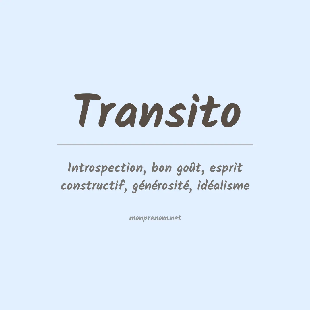 Signification du prénom Transito
