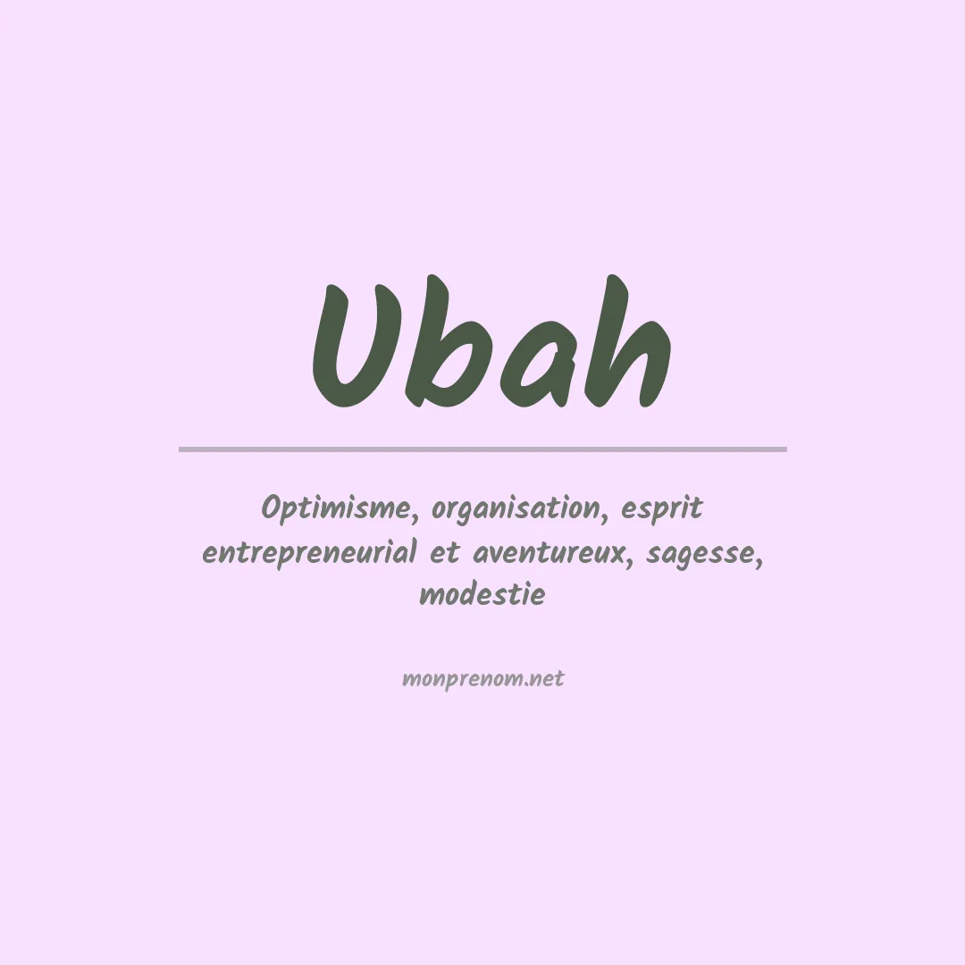 Signification du prénom Ubah