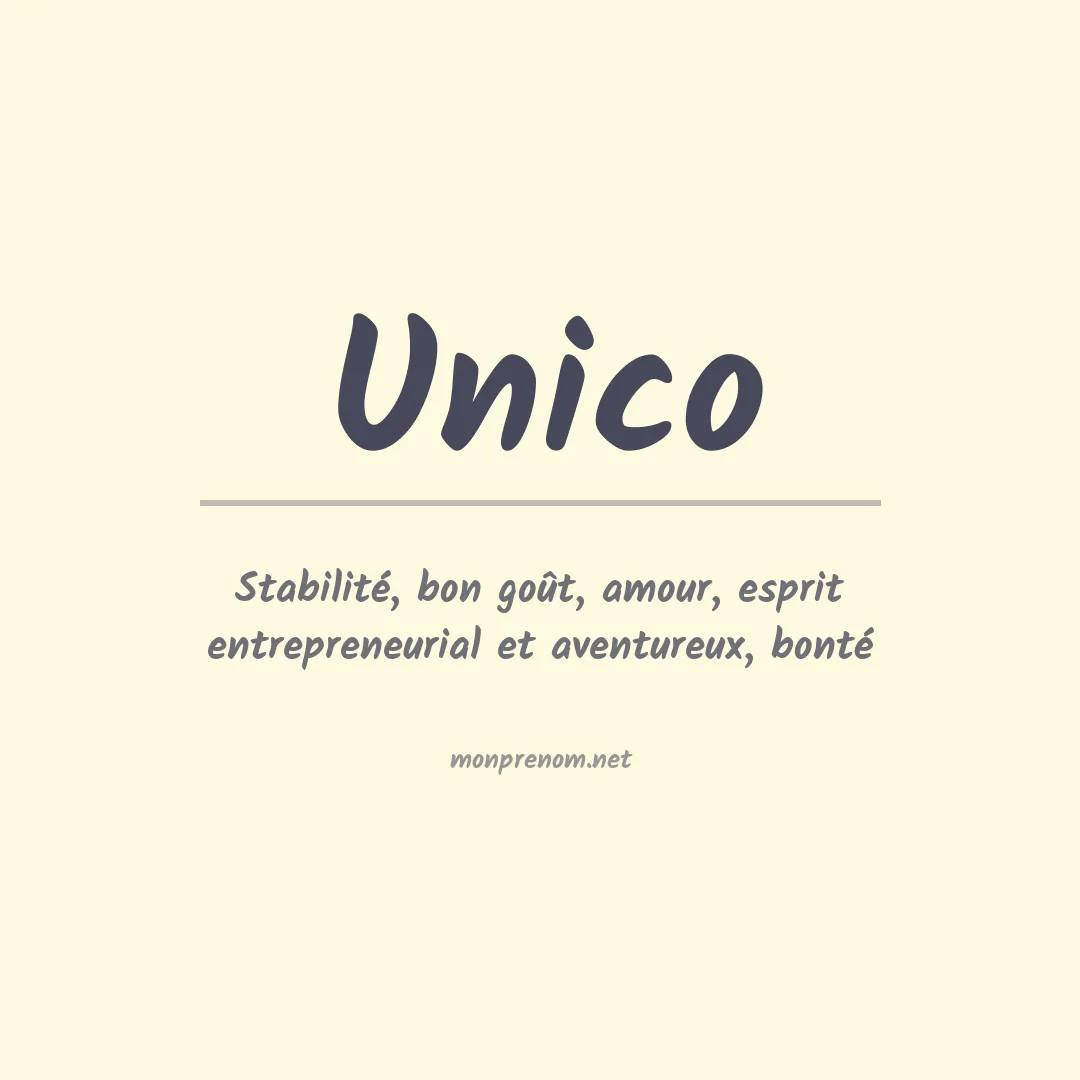 Signification du prénom Unico