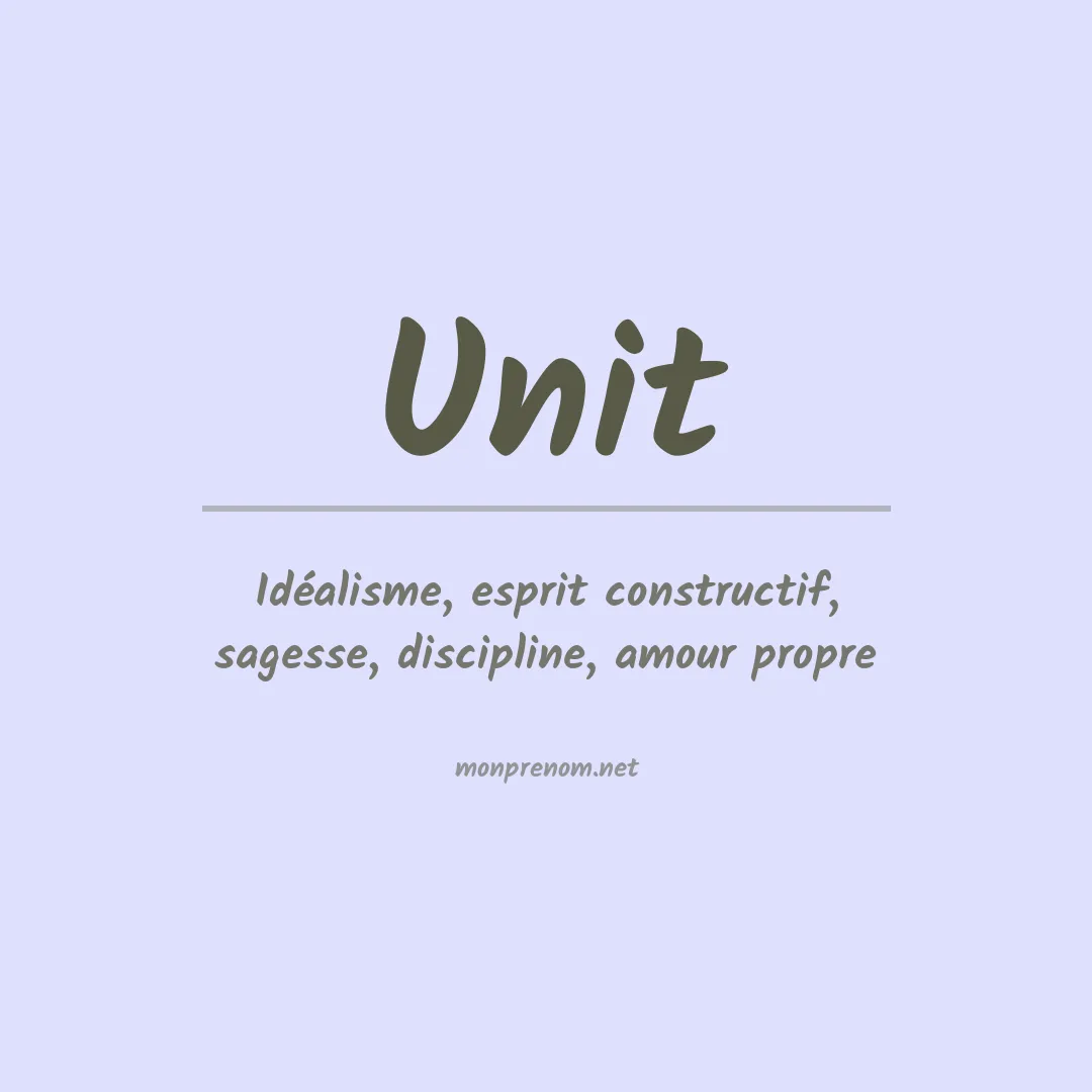 Signification du prénom Unit
