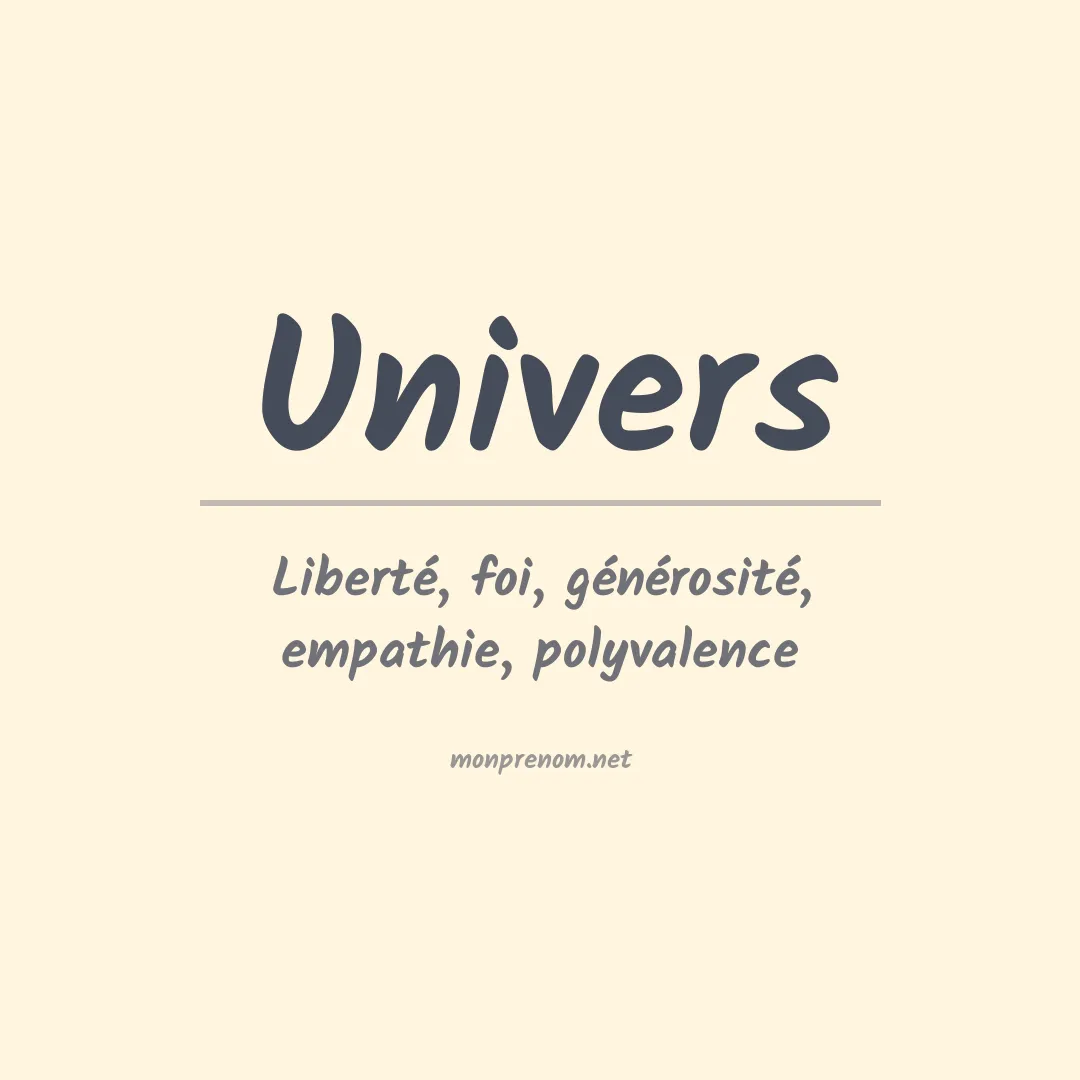 Signification du prénom Univers