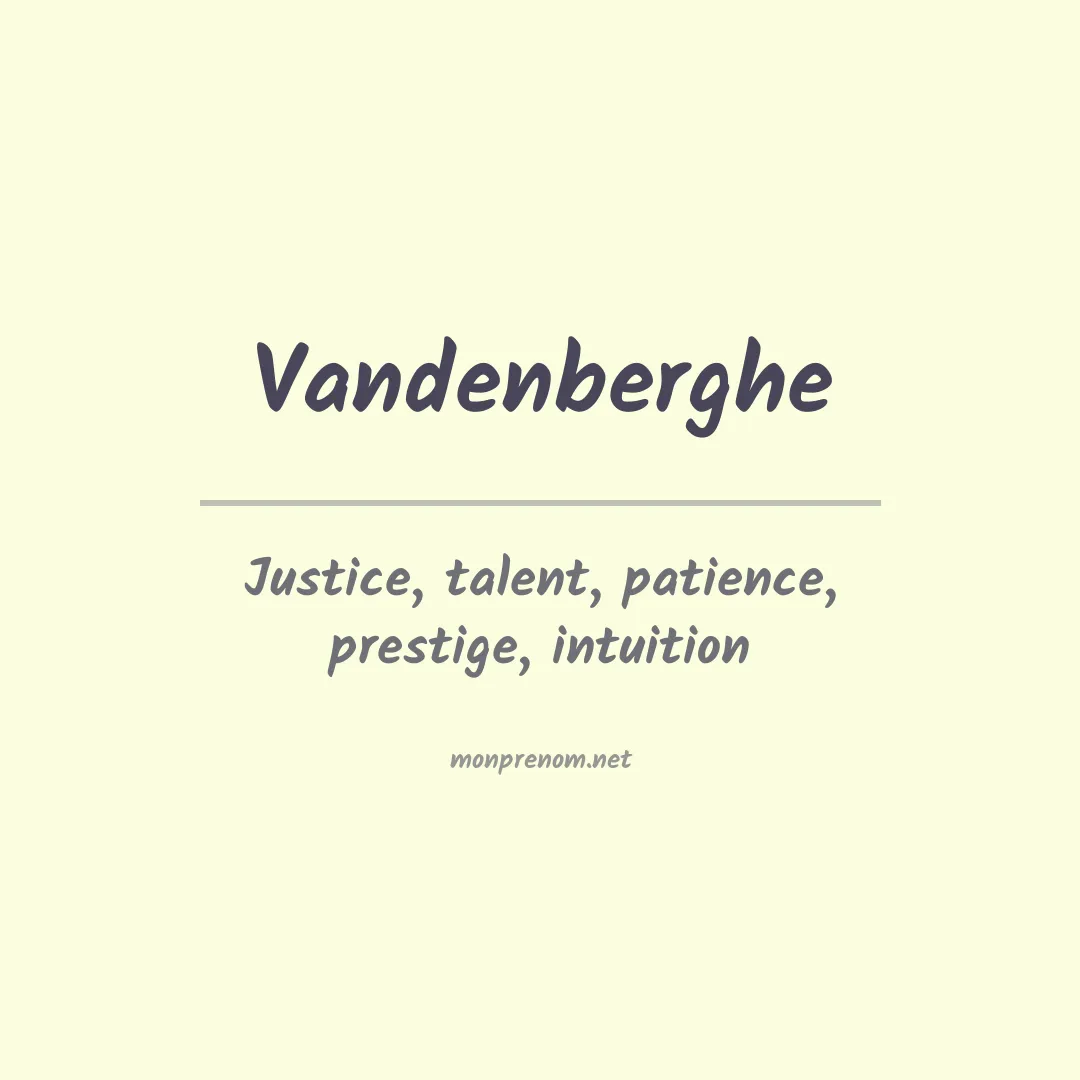 Signification du prénom Vandenberghe
