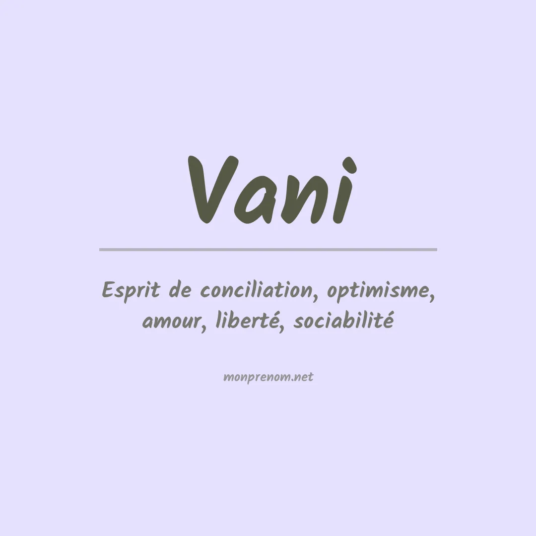 Prénom Vani