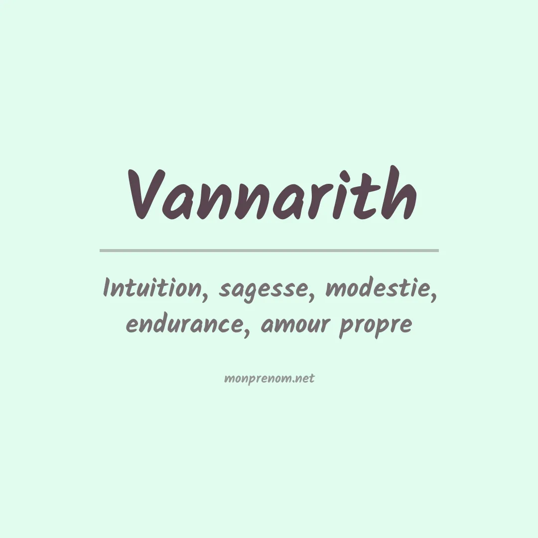 Signification du prénom Vannarith