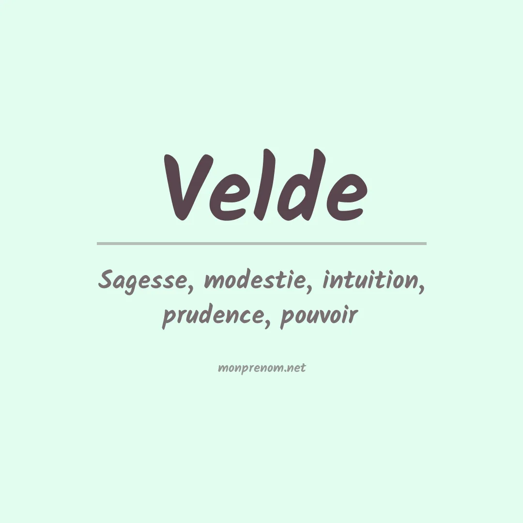 Prénom Velde