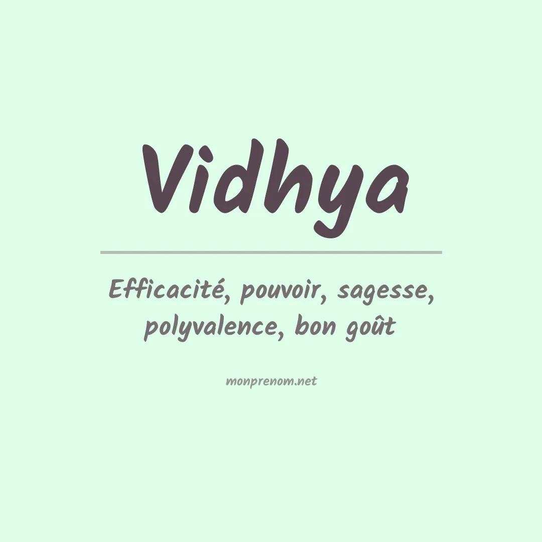 Signification du prénom Vidhya