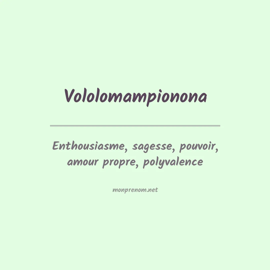 Signification du prénom Vololomampionona