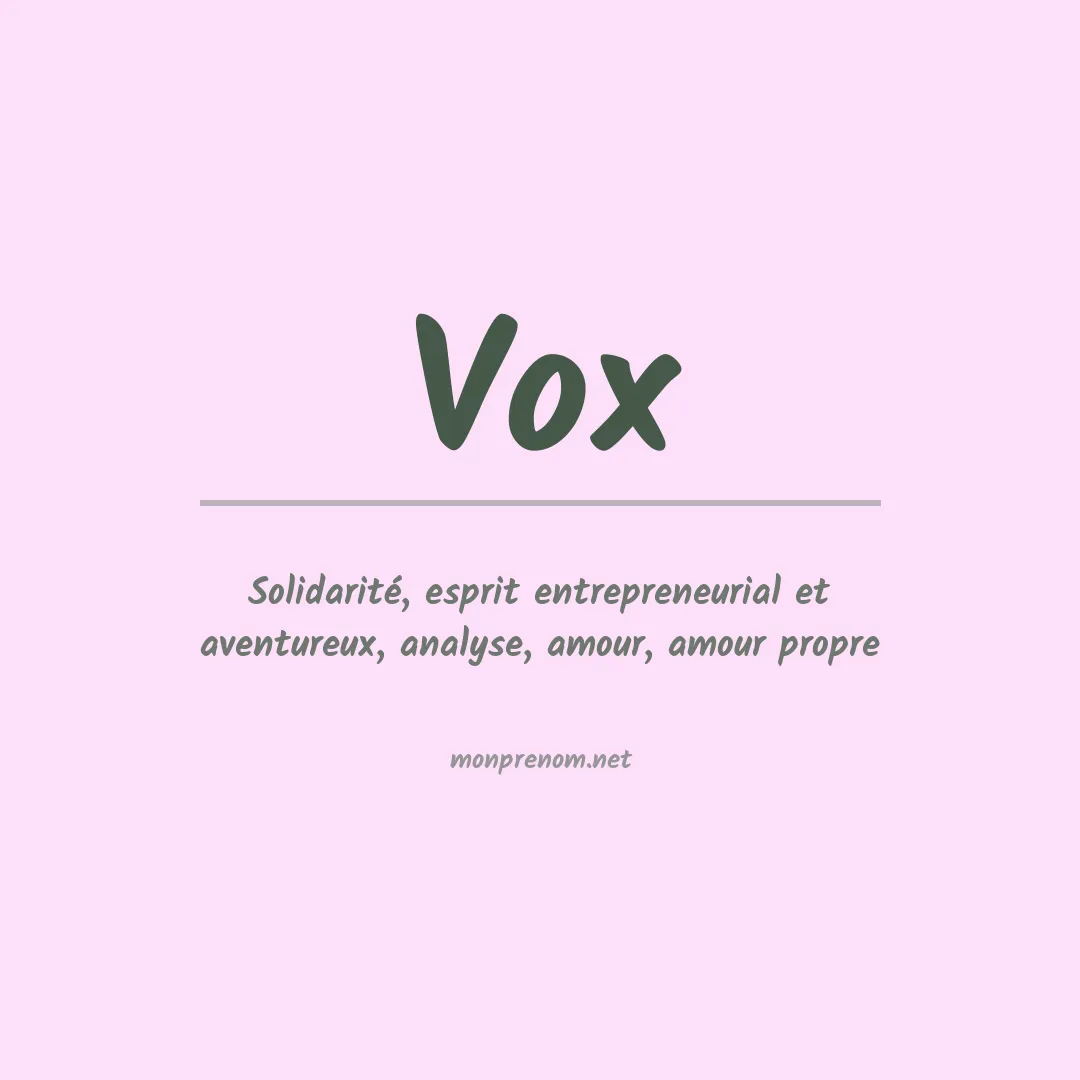 Signification du prénom Vox