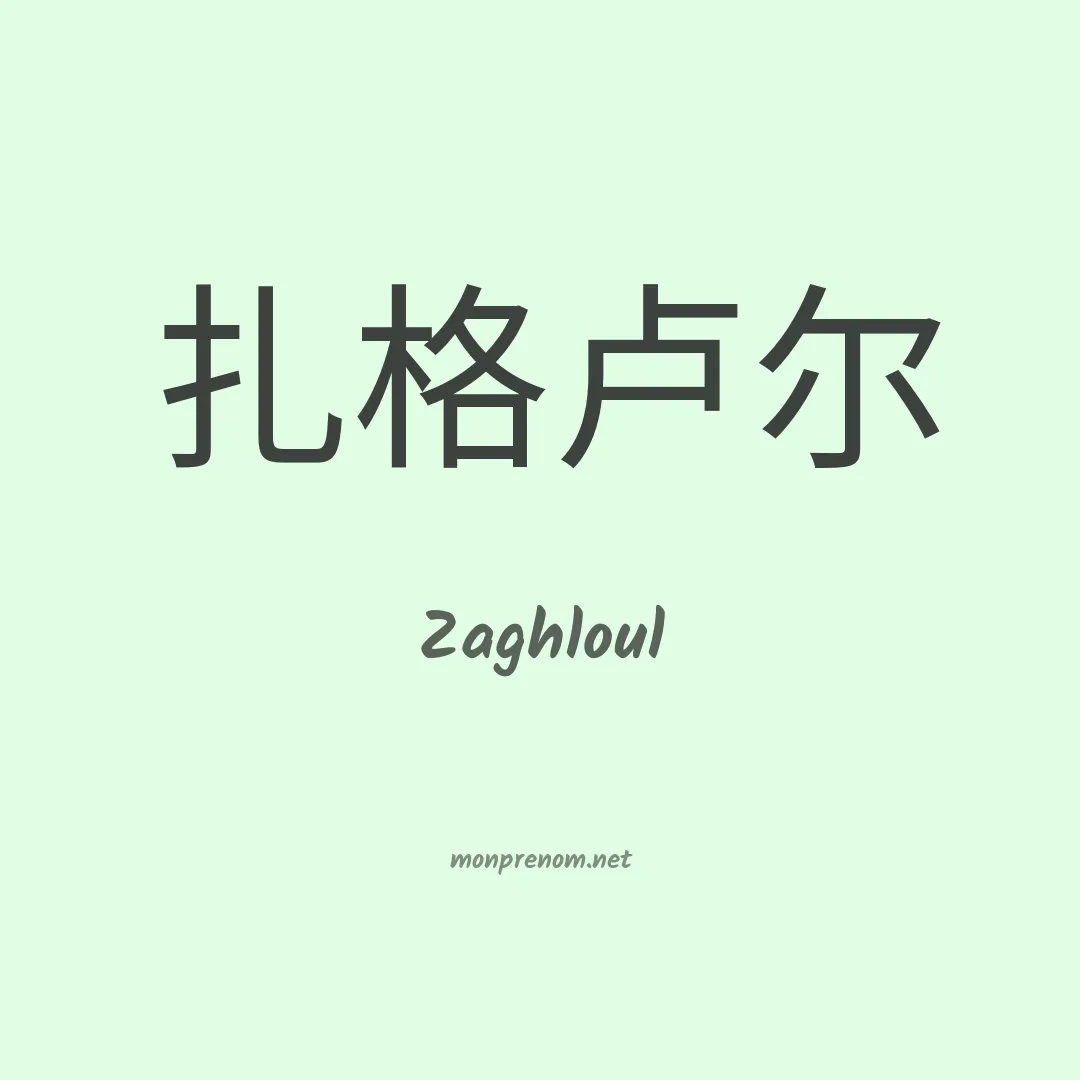 Zaghloul en chinois