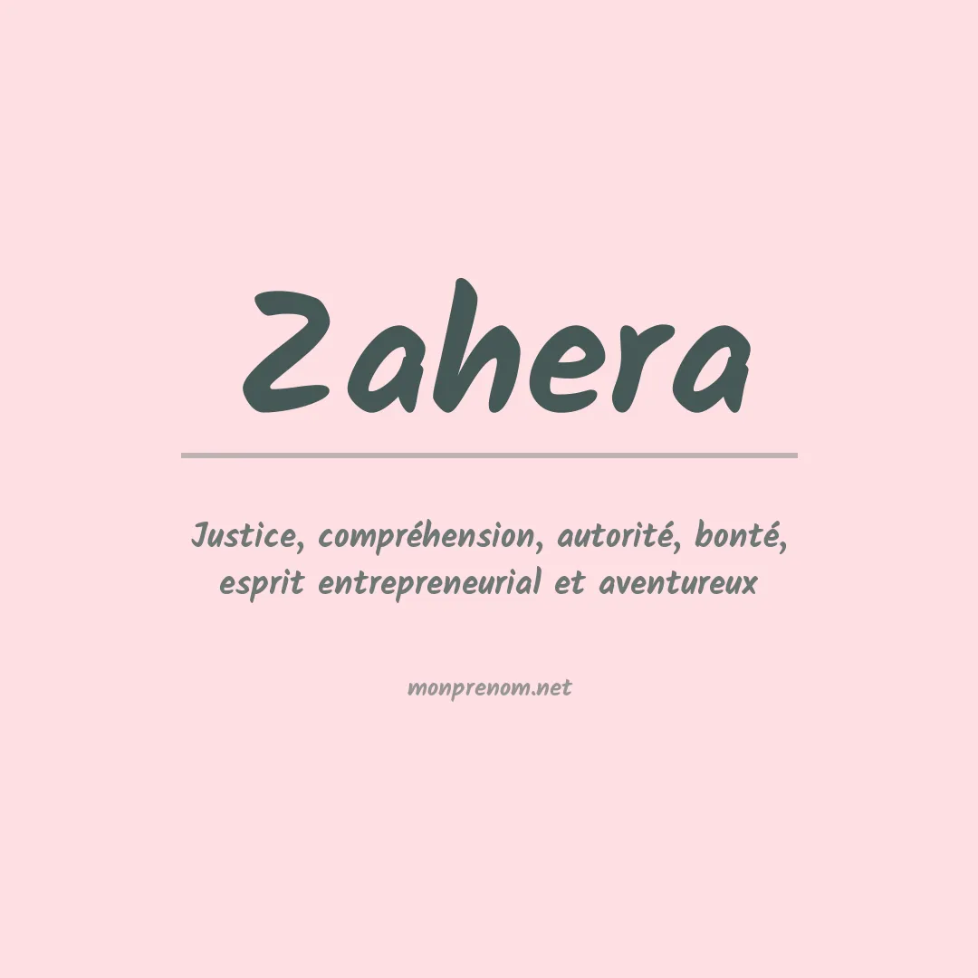 Signification du prénom Zahera