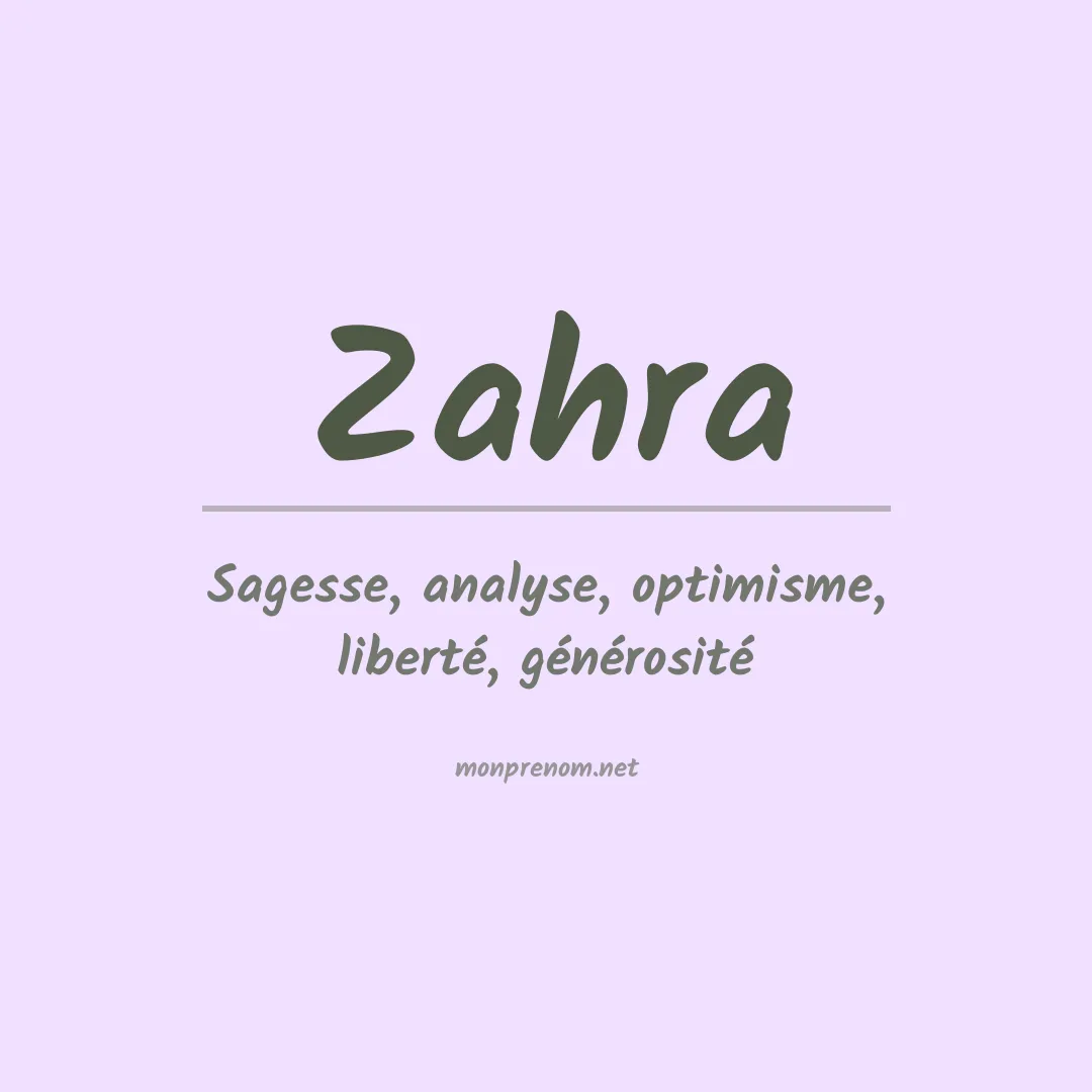 Prénom Zahra