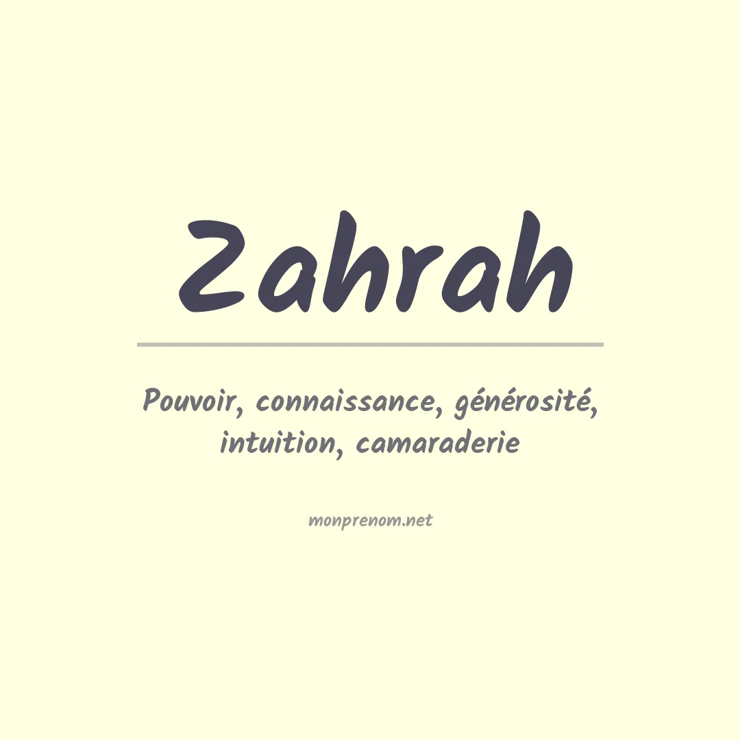 Prénom Zahrah