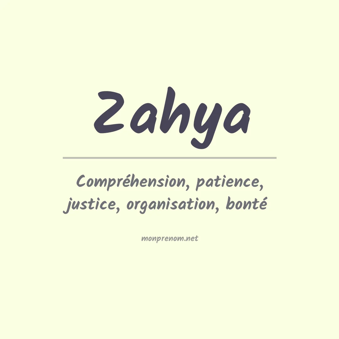 Signification du prénom Zahya