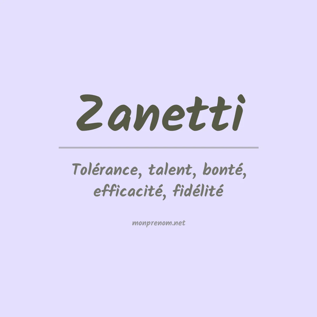 Signification du prénom Zanetti