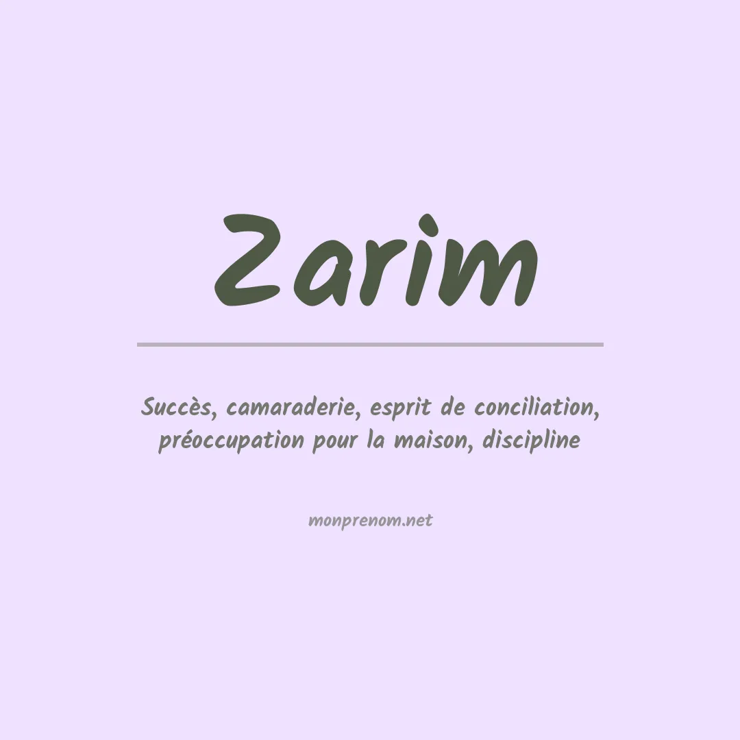 Signification du prénom Zarim