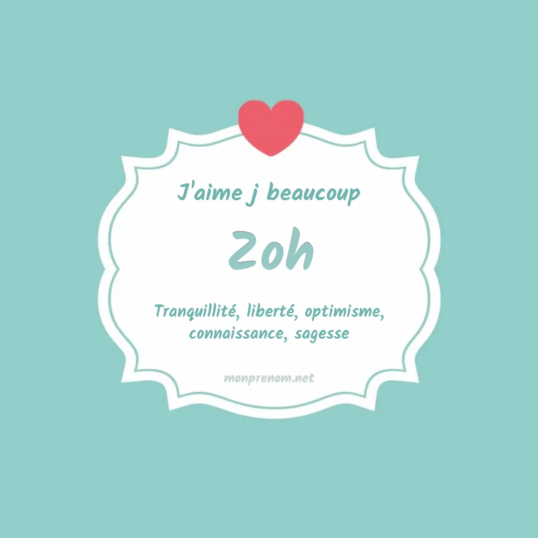 J'aime beaucoup Zoh