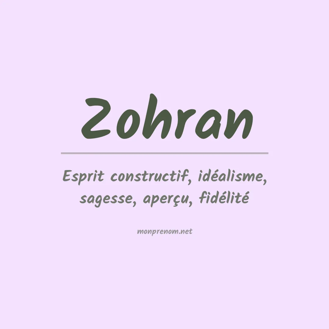Signification du prénom Zohran