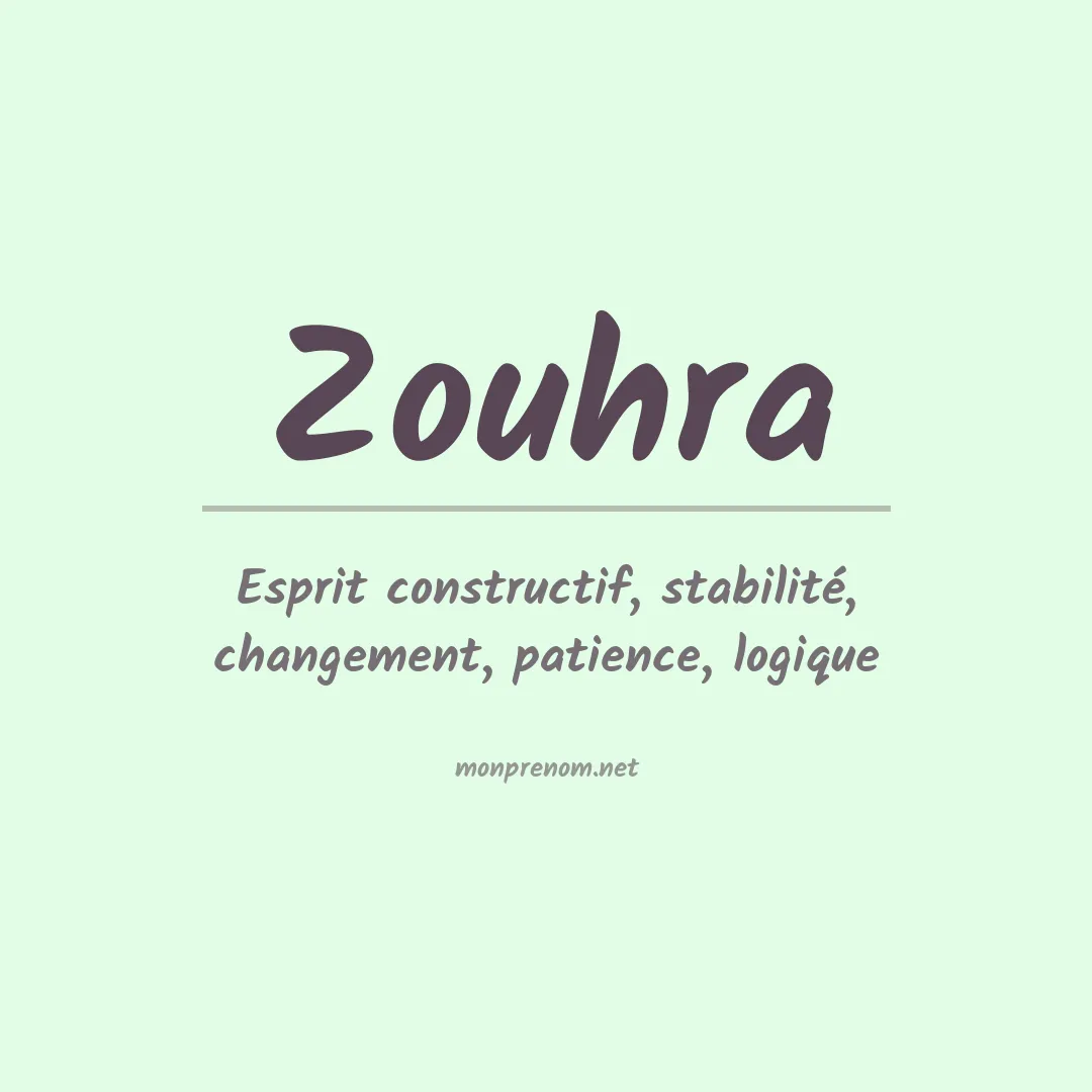 Signification du prénom Zouhra